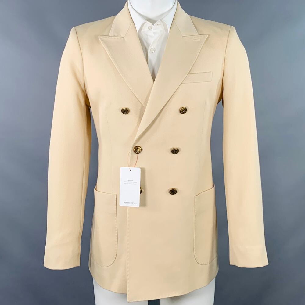 AMI by ALEXANDRE MATTIUSSI Size 34 Beige Wool Twill Double Breasted Sport Coat